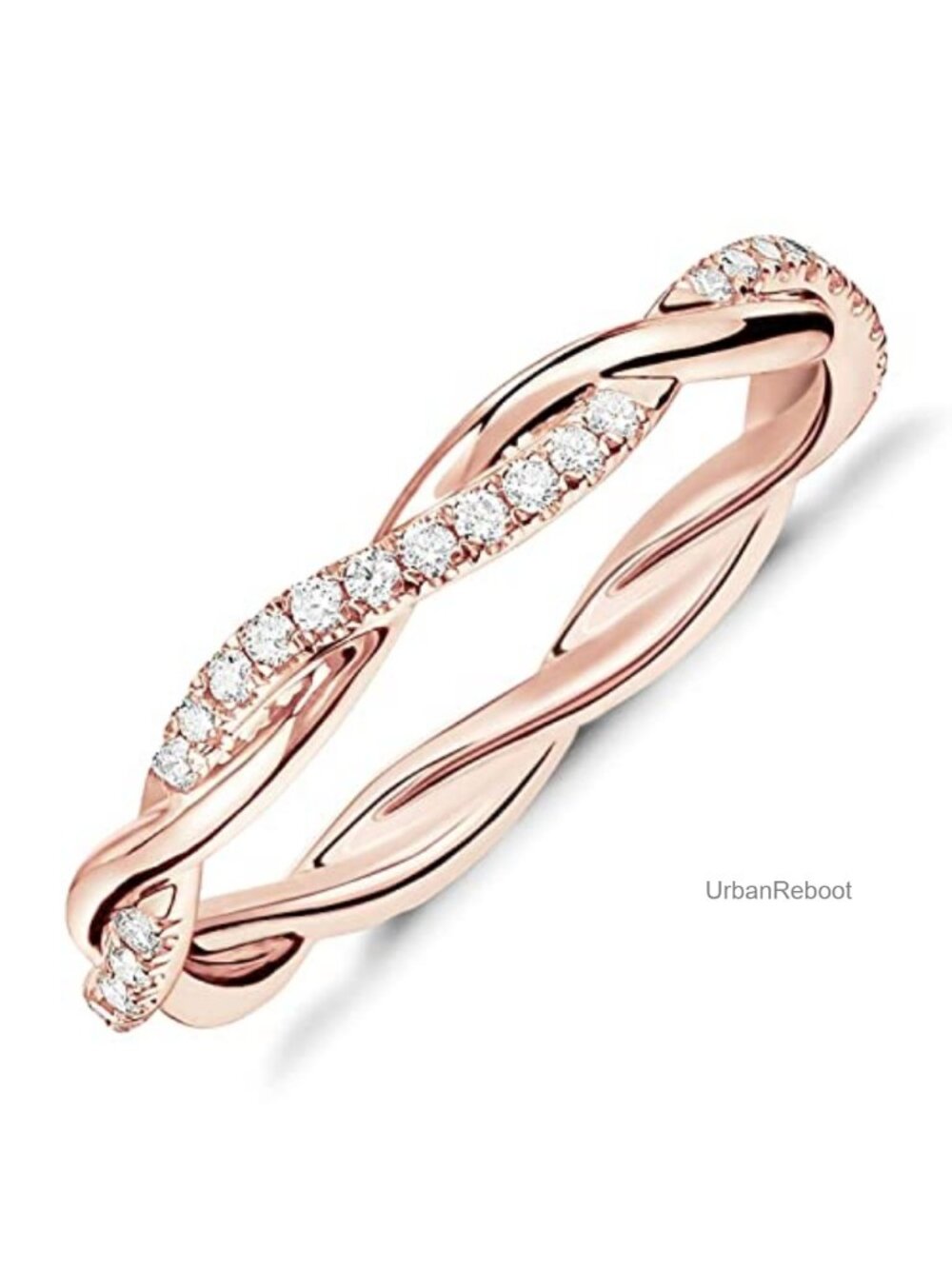 14K Gold Plated Cubic Zirconia Twisted Rope Eternity Band Ring
